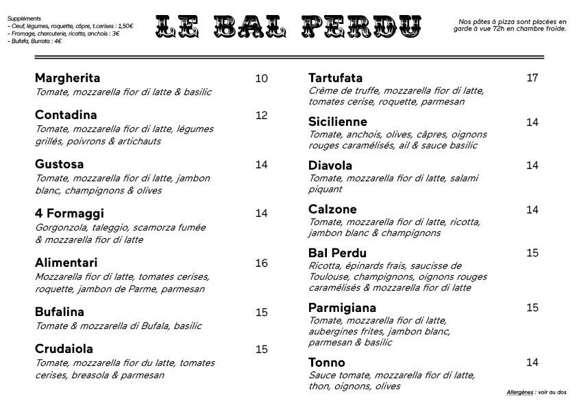 Le Bal Perdu - Menu Image 1