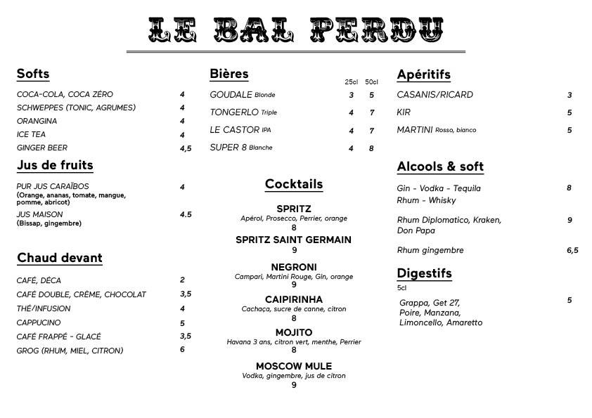 Le Bal Perdu - Menu Image 2